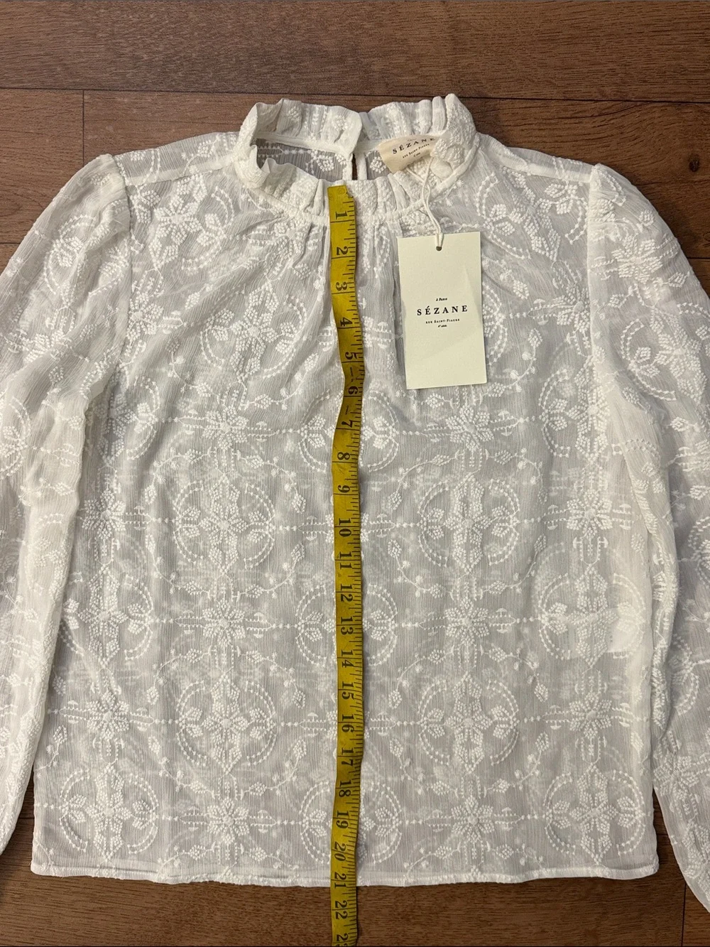 Sézane Size US 2 / FR 34 Valentine Blouse In Ecru NWT Embroidered Quiet Luxury